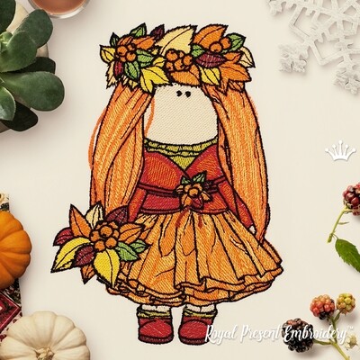 Autumn Doll Machine Embroidery Design - 4 sizes