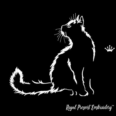 Cat Outline Machine Embroidery Design - 5 sizes