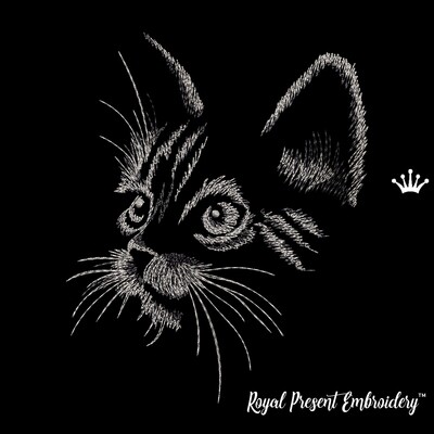 Kitten in the Moonlight Machine Embroidery Design - 4 sizes