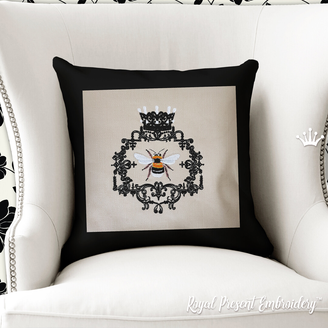 Queen Bee machine embroidery design - 3 sizes