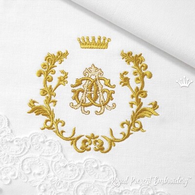 Beautiful Monogram Frame with Crown Machine Embroidery Design - 5 sizes
