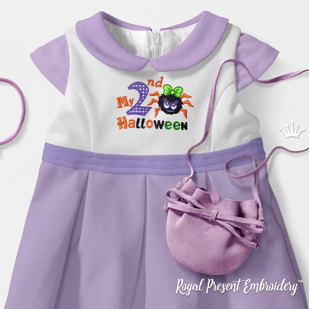 My Second Halloween Machine Embroidery Design for baby girls - 3 sizes
