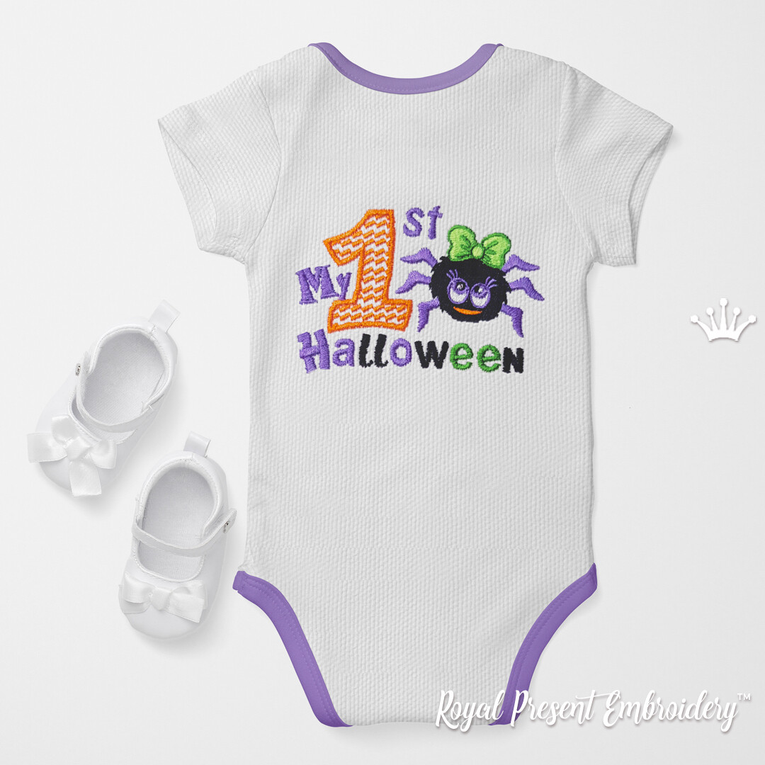 My First Halloween Machine Embroidery Design for baby girls - 3 sizes