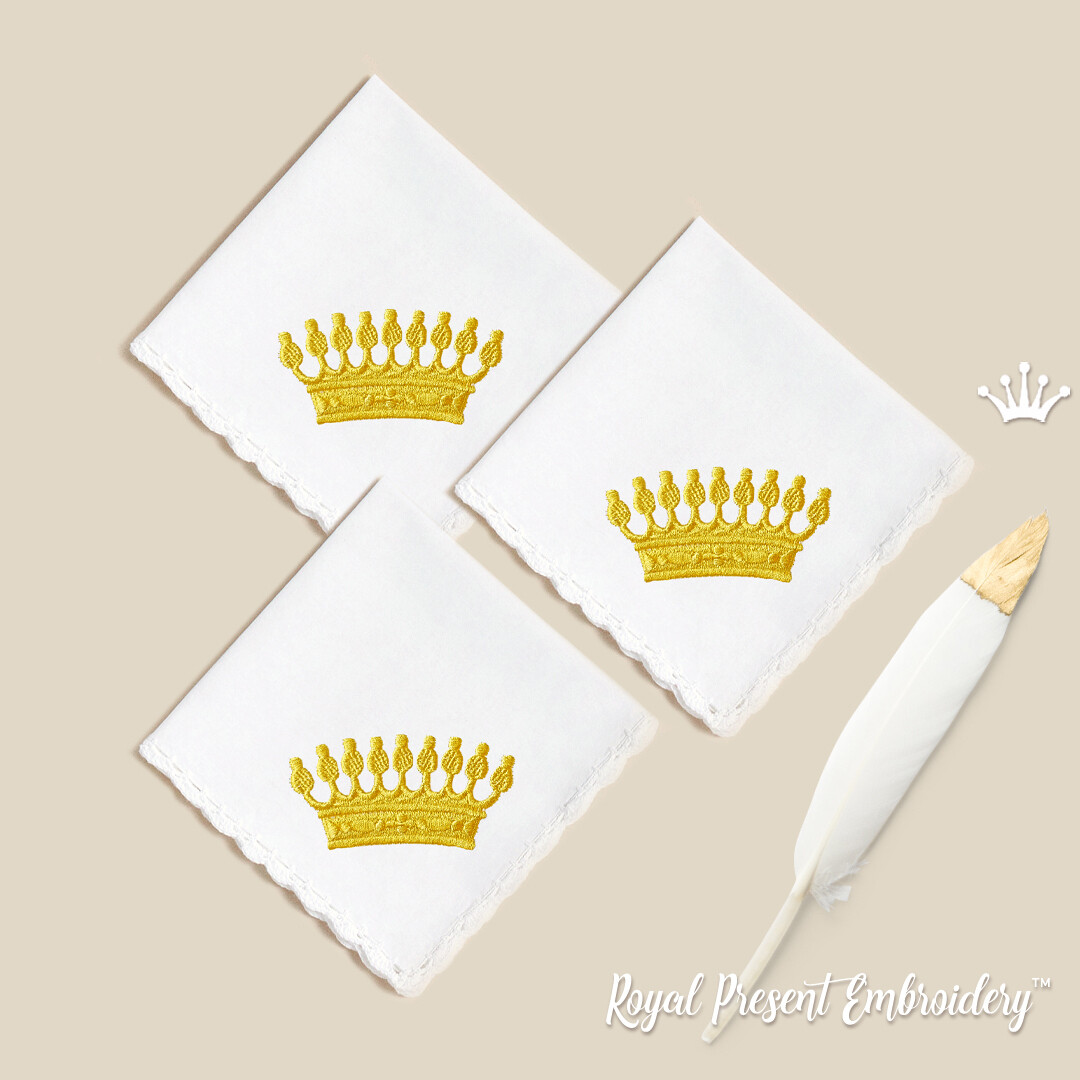 Medieval Crown Machine Embroidery Design - 3 sizes