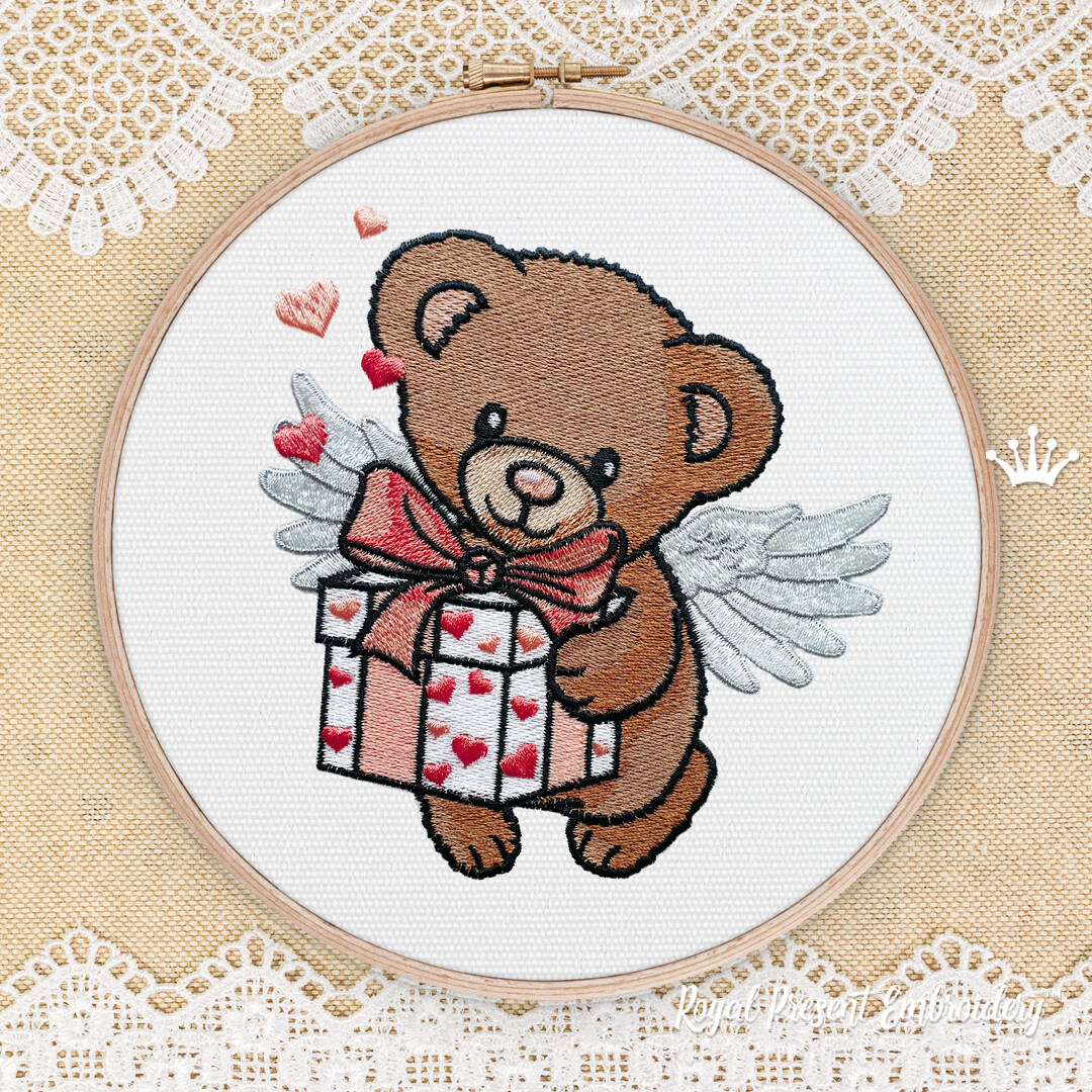 Machine Embroidery Design Cute Teddy Bear - 2 sizes