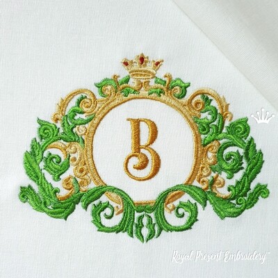 Color Baroque Frame with Crown Machine Embroidery Design - 3 sizes