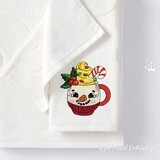 Snowman mug with lollipop Machine Embroidery Design - 3 sizes