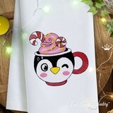 Mug Penguin Machine Embroidery Design - 3 sizes