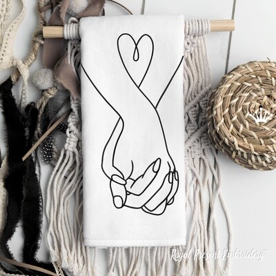 Lovers holding hands Machine Embroidery Design - 6 sizes
