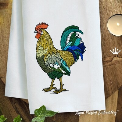 Rustic Rooster Machine Embroidery Design - 2 sizes
