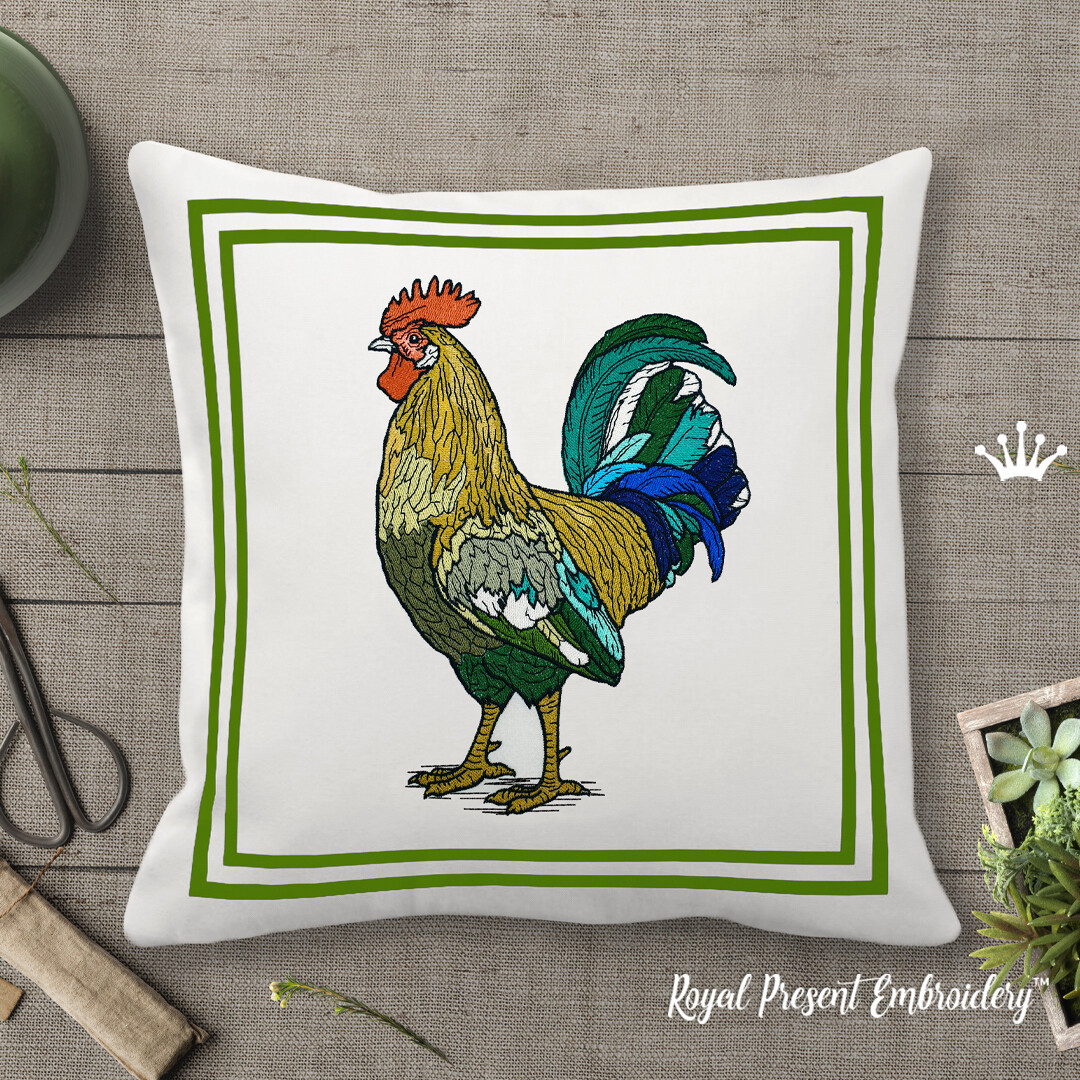Large Rooster Machine Embroidery Design - 5 sizes