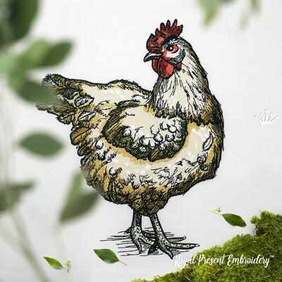Hen for Mega Hoop Machine Embroidery Design - 3 sizes