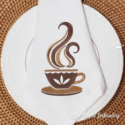 Stylized cup of coffee Machine Embroidery Design