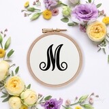 M Monogram Machine Embroidery Design - 2 sizes