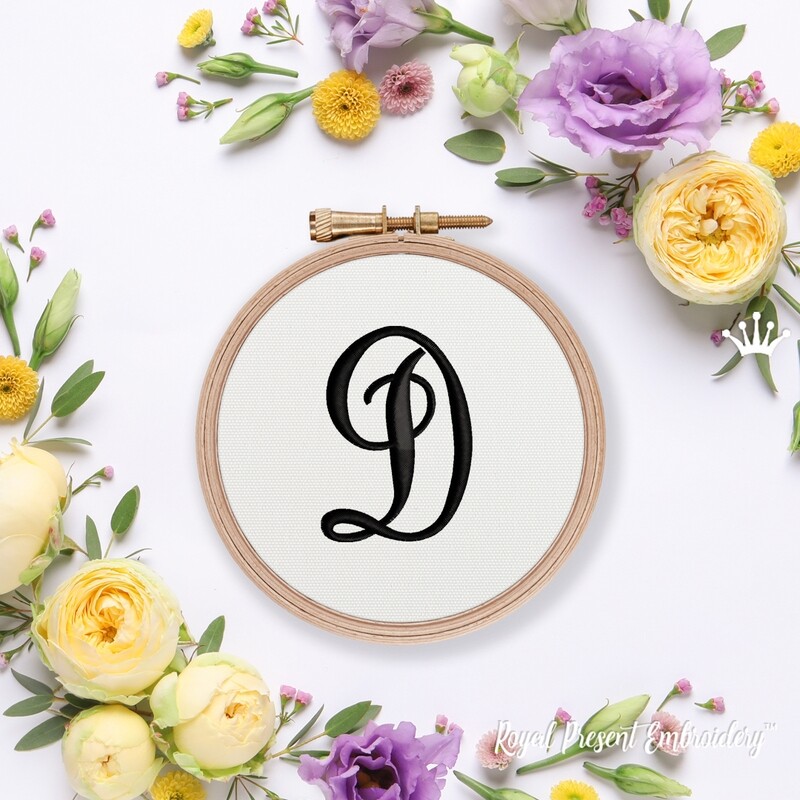 D Monogram Machine Embroidery Design - 2 sizes