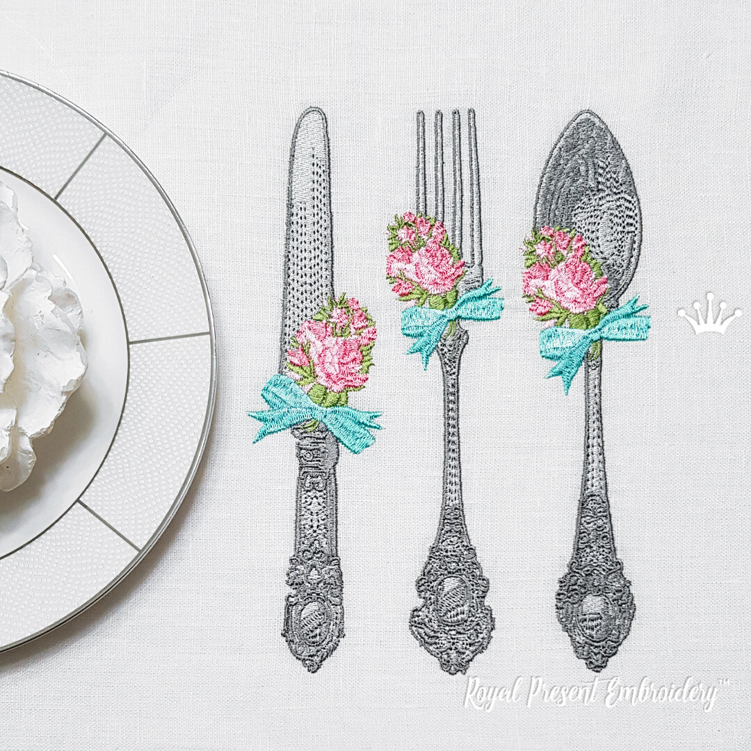 Machine embroidery designs Vintage Cutlery - 3 in 1