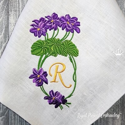 Machine Embroidery Design Blank Monogram Violets