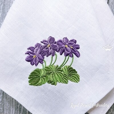 Violet flowers machine embroidery design