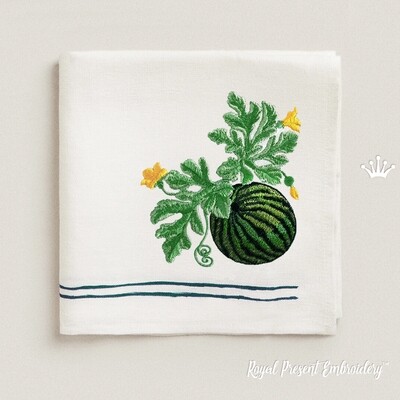 Summer Watermelon Corner Machine Embroidery Design - 3 sizes