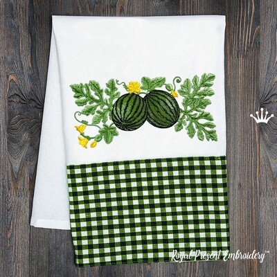 Summer watermelon border Machine Embroidery Design - 2 sizes