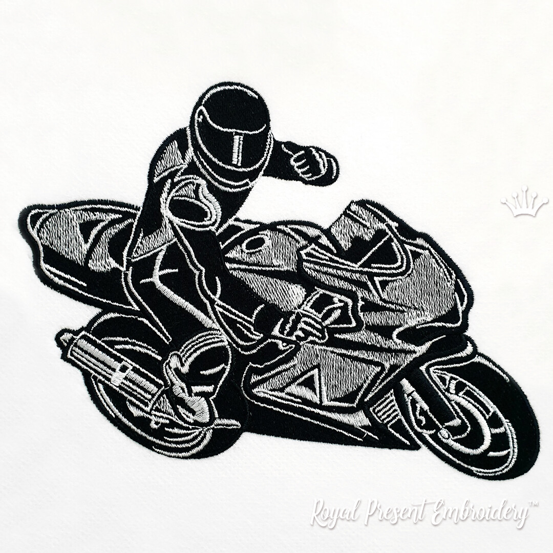 Machine Embroidery Design MOTORCYCLE biker - 2 sizes