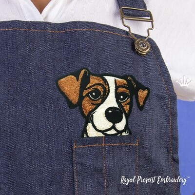 Portrait Jack Russell Terrier Machine Embroidery Design - 3 sizes