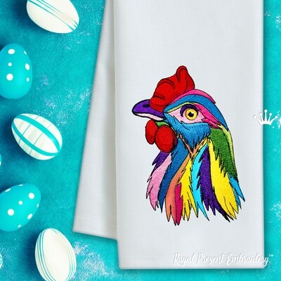 Colorful Hen Pop Art Machine Embroidery Design - 5 sizes
