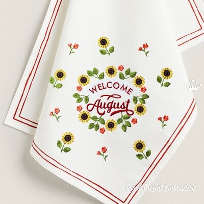 Welcome August Machine Embroidery Designs - 2 sizes