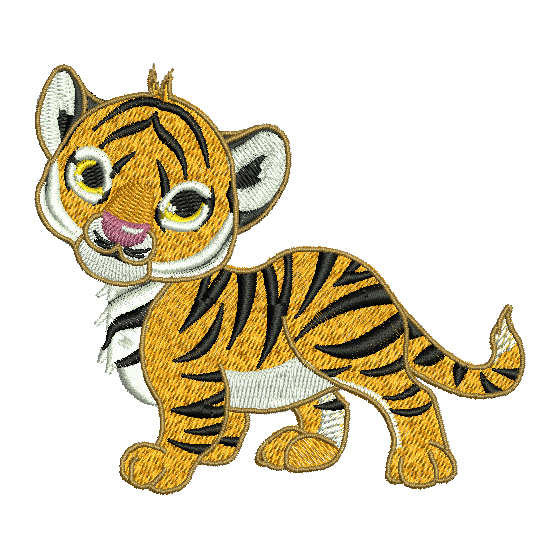 Machine Embroidery Design Walking cute baby tiger