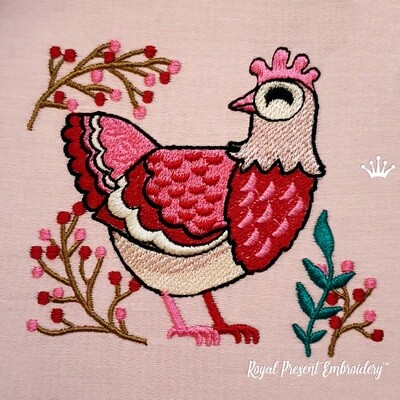 French Hen Machine Embroidery Design