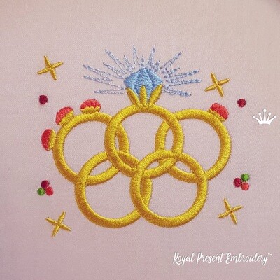 Five gold rings Machine embroidery design