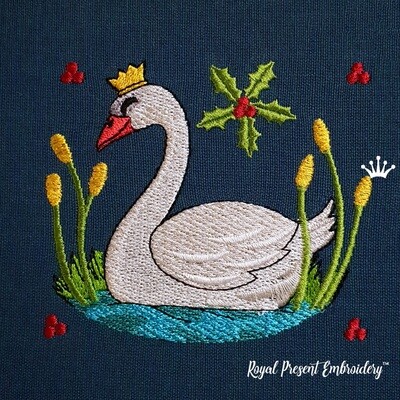 Swan floating on water Embroidery design