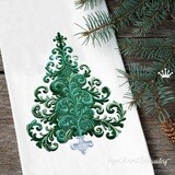 Rococo Christmas tree machine embroidery design