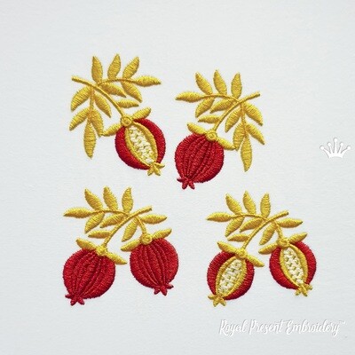 Golden Pomegranates tiny Machine Embroidery Designs