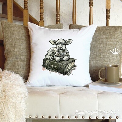 Lamb of God on the Bible Large Machine embroidery design