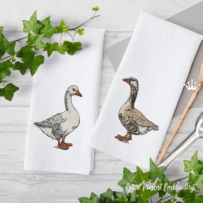 Two Country Geese set Machine Embroidery Designs