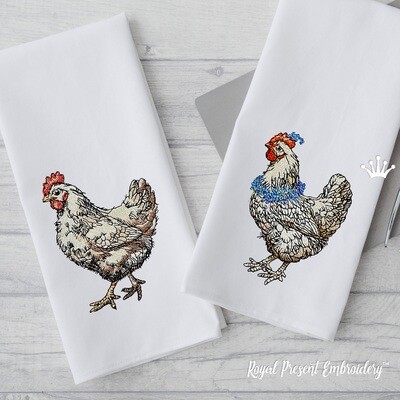 Two Chickens set Machine Embroidery Designs