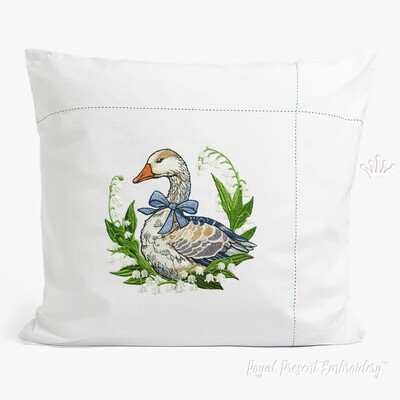 Goose with Lilies of the Valley Large Machine Embroidery Design