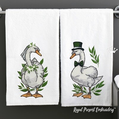 Swans Bride and Groom set Machine Embroidery Designs