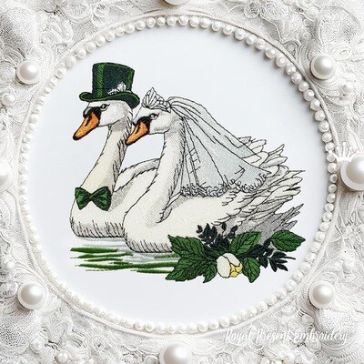 Swans Bride and Groom machine embroidery design