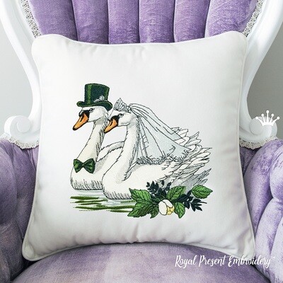 Wedding Swans machine embroidery design