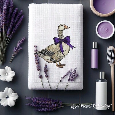 Elegant Lavender goose machine embroidery design