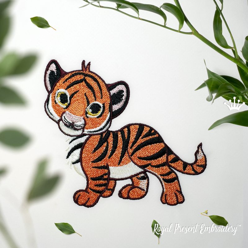 Walking cute baby tiger Machine Embroidery Design