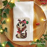 Christmas Snake with Scarf and Reindeer Horns machine embroidery design