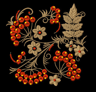 Machine Embroidery Design Khokhloma pattern - 2 sizes