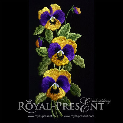 Machine Embroidery Design Pansies - 2 sizes