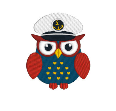 Machine Embroidery Design - Owl Captain Machine Embroidery Design - Owl Captain
