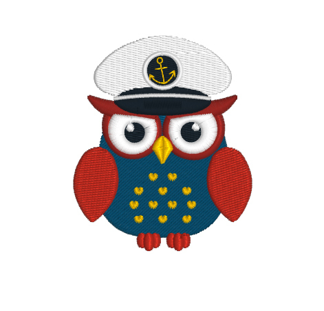 Machine Embroidery Design - Owl Captain Machine Embroidery Design - Owl Captain