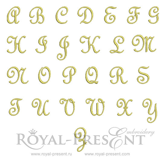 Set of Machine Embroidery Designs French script Capital letters