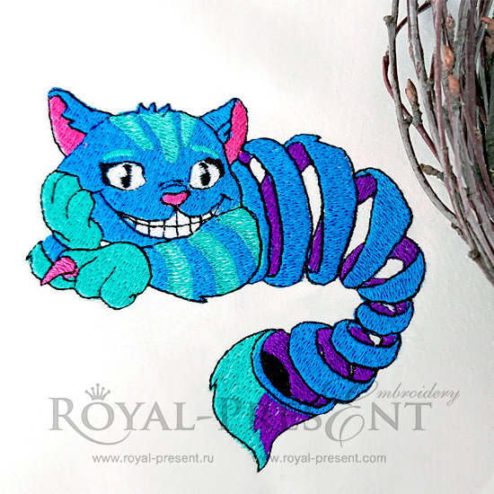 Disappearing Cheshire Cat levitating in the air Machine Embroidery Design - 2 sizes